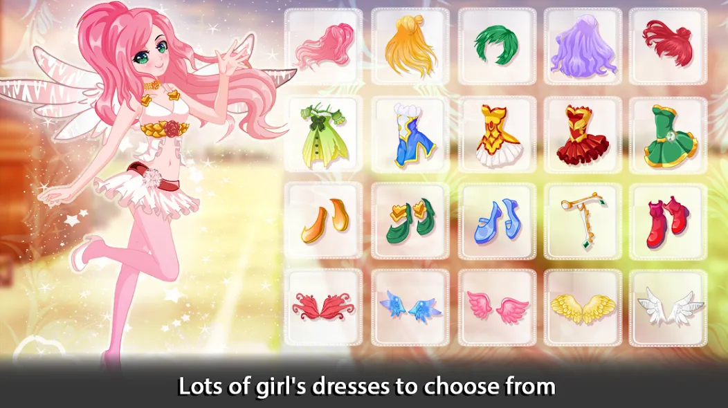 Dress Up Angel Anime Girl Game [МОД: Много монет, Открытые уровни и Мега MOD] Screenshot 1
