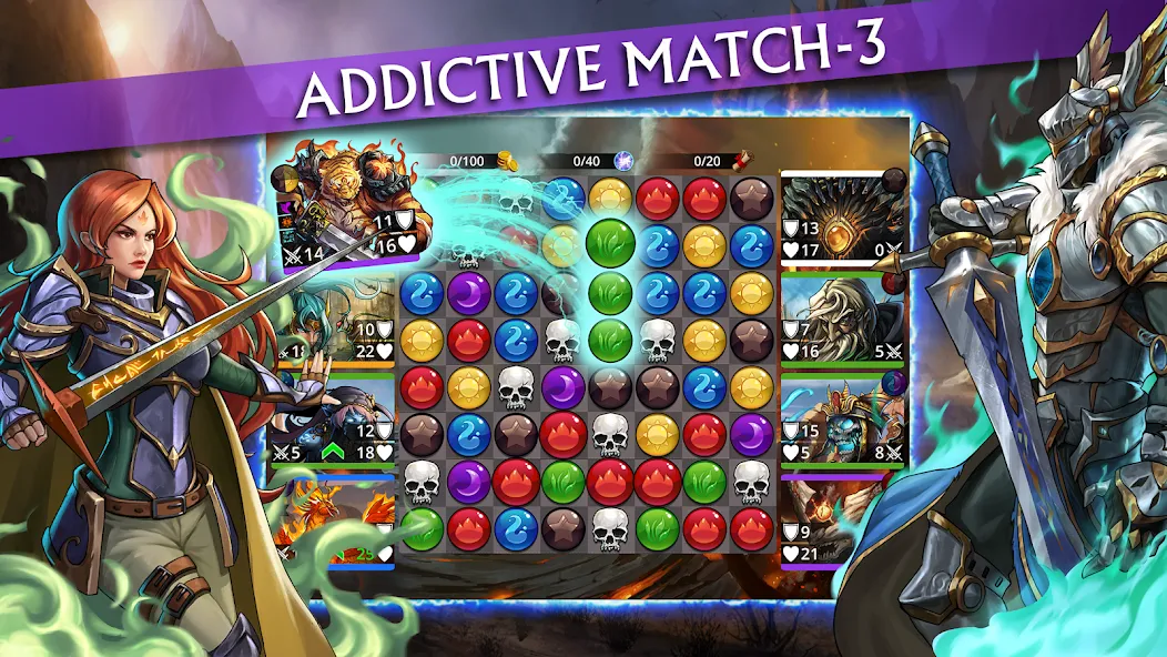 Gems of War - Match 3 RPG (Гемс оф Вар) [МОД: Много денег, Монет и Все открыто] Screenshot 1