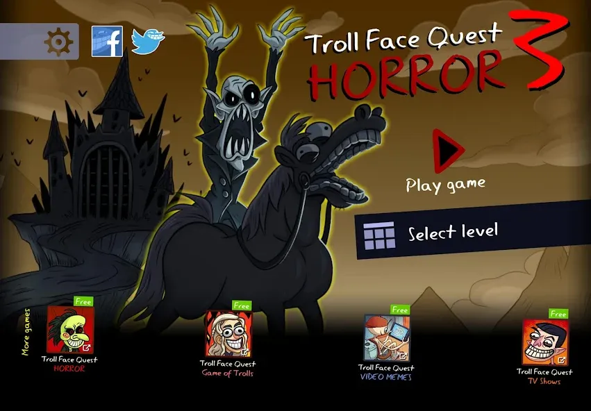 Troll Face Quest: Horror 3 (Тролл Фейс Квест) [МОД: Много монет, Открытые уровни и Мега MOD] Screenshot 1