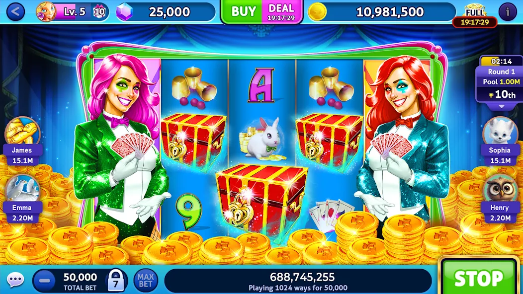 Jackpot Madness Slots Casino (Джекпотджой Слоты) [МОД: Много денег, Монет и Все открыто] Screenshot 1