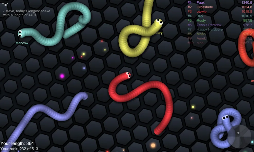 slither.io [МОД: Все открыто, Дополнительные деньги и Меню MOD] Screenshot 3