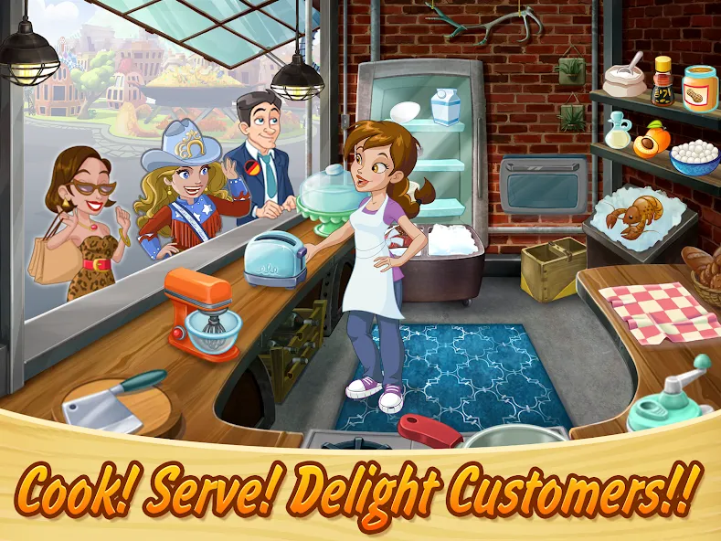 Kitchen Scramble: Cooking Game (Китчен Скрэмбл) [МОД: Все открыто, Дополнительные деньги и Меню MOD] Screenshot 1