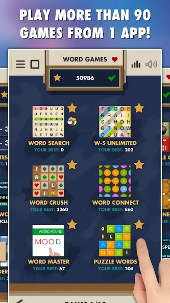 Word Games 101-in-1 (Уорд Геймс 100) [МОД: Много монет, Открытые уровни и Мега MOD] Screenshot 1