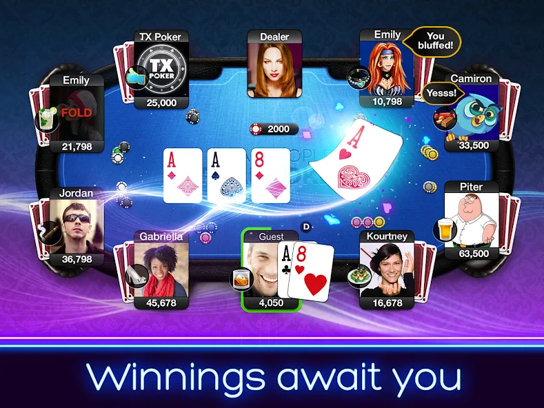 TX Poker - Texas Holdem Poker [МОД: Меню, Бесконечные монеты и Открытые уровни] Screenshot 2