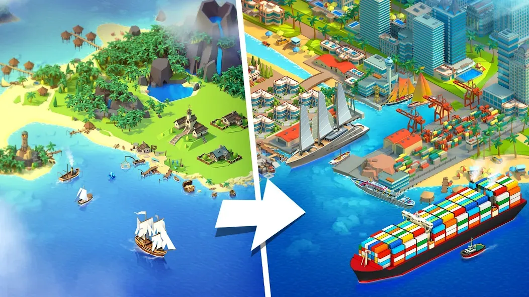 Sea Port: Cargo Boat Tycoon (Си Порт) [МОД: Меню, Бесконечные монеты и Открытые уровни] Screenshot 1