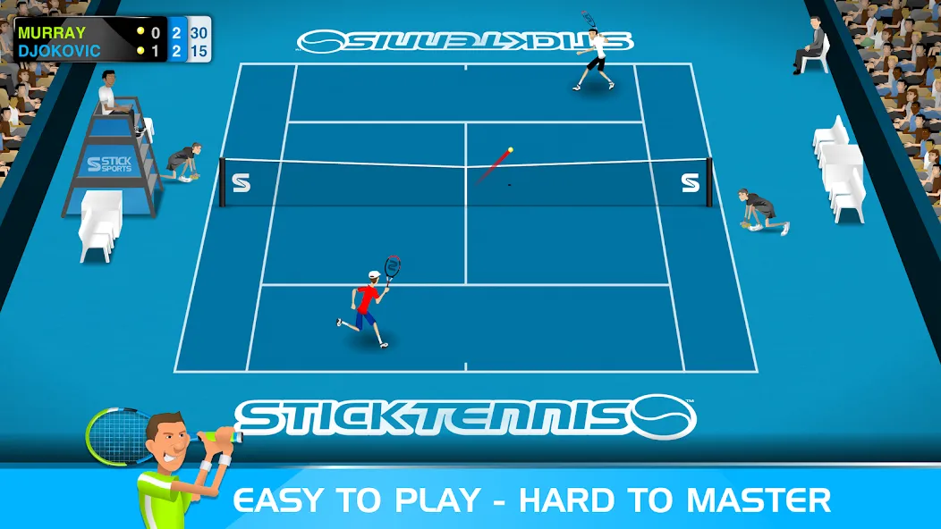 Stick Tennis (Стик Теннис) [МОД: Меню, Бесконечные монеты и Открытые уровни] Screenshot 1
