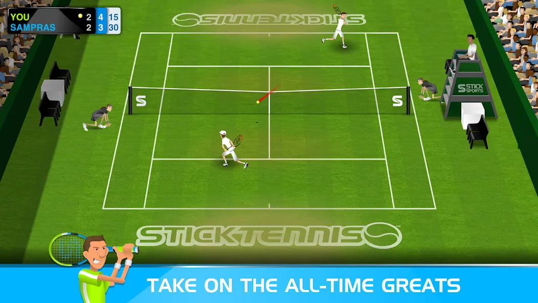 Stick Tennis (Стик Теннис) [МОД: Меню, Бесконечные монеты и Открытые уровни] Screenshot 2