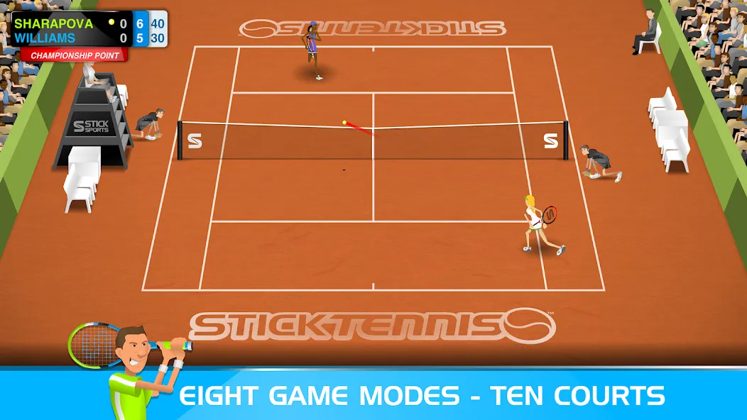 Stick Tennis (Стик Теннис) [МОД: Меню, Бесконечные монеты и Открытые уровни] Screenshot 3