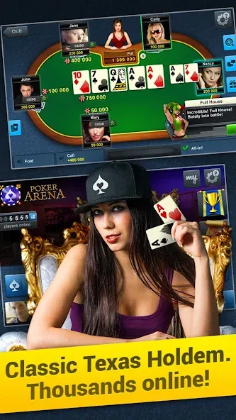 Poker Arena: texas holdem game (Покер Арена) [МОД: Все открыто, Дополнительные деньги и Меню MOD] Screenshot 1