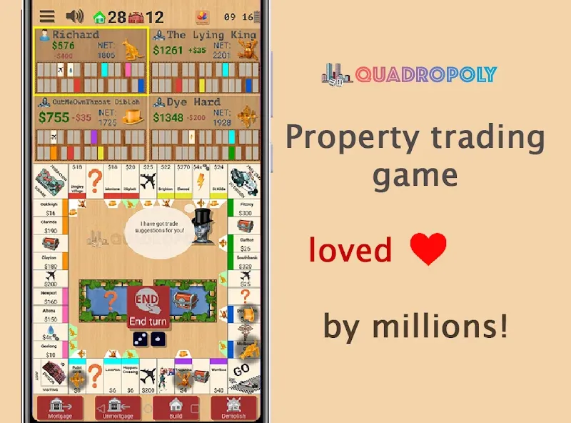 Quadropoly - Classic Business [МОД: Меню, Бесконечные монеты и Открытые уровни] Screenshot 1