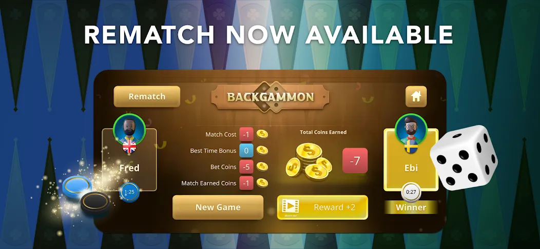 Backgammon Classic + Online [МОД: Деньги, Монеты и Меню MOD] Screenshot 1