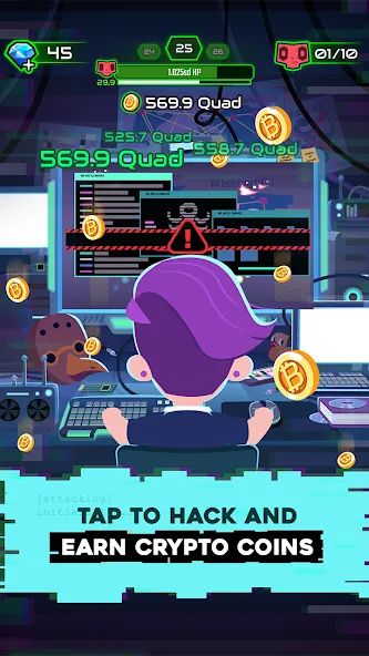 Hacking Hero: Hacker Clicker (Хакинг герой) [МОД: Бесконечные деньги, Монеты и Мега MOD] Screenshot 2