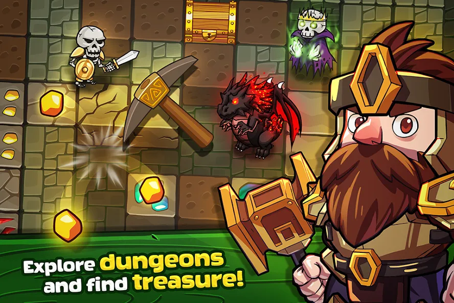 Mine Quest: Battle Dungeon RPG (Майн Квест) [МОД: Меню, Бесконечные монеты и Открытые уровни] Screenshot 1