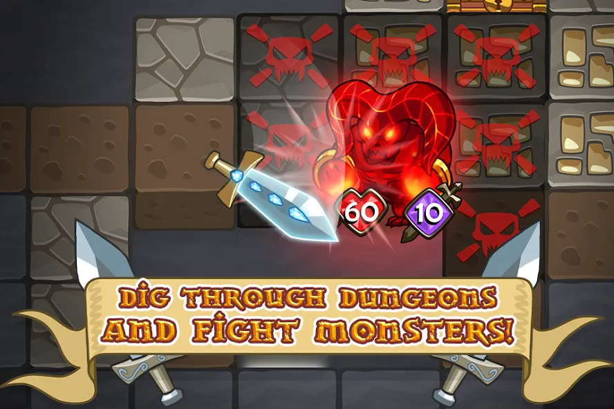 Mine Quest: Battle Dungeon RPG (Майн Квест) [МОД: Меню, Бесконечные монеты и Открытые уровни] Screenshot 3