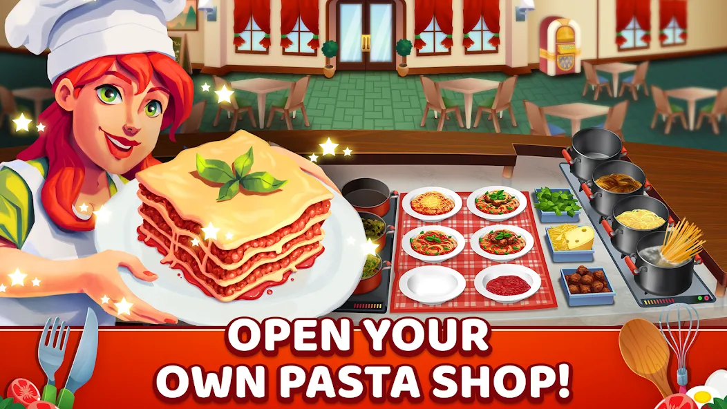 My Pasta Shop: Cooking Game (Мой Паста Шоп) [МОД: Меню, Бесконечные монеты и Открытые уровни] Screenshot 1