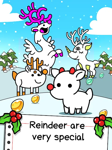 Reindeer Evolution: Idle Game (Рейндир Эволюция) [МОД: Меню, Бесконечные монеты и Открытые уровни] Screenshot 5