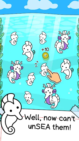 Seahorse Evolution: Sea Mutant (Сиходеволюция) [МОД: Много монет, Открытые уровни и Мега MOD] Screenshot 2