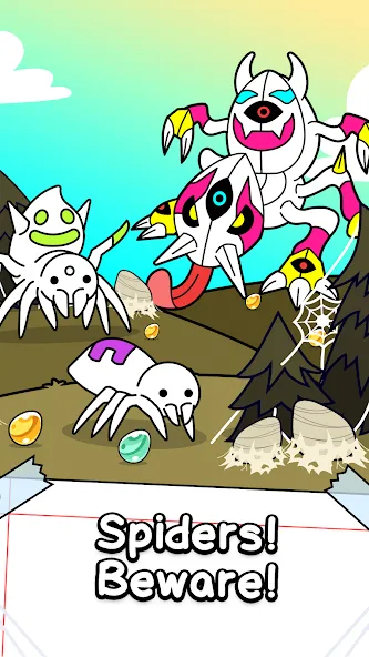 Spider Evolution: Idle Game (Спайдер Эволюшн) [МОД: Много монет, Открытые уровни и Мега MOD] Screenshot 1