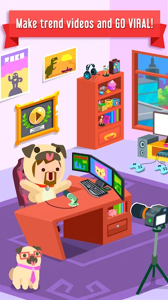 Vlogger Go Viral: Tuber Life (Влогер Стань Вирусным) [МОД: Деньги, Монеты и Меню MOD] Screenshot 2