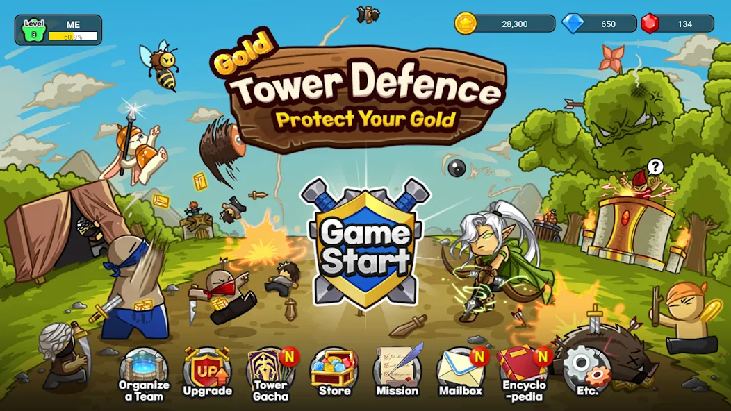 Gold tower defence M (Голд тауэр дефенс М) [МОД: Меню, Бесконечные монеты и Открытые уровни] Screenshot 1