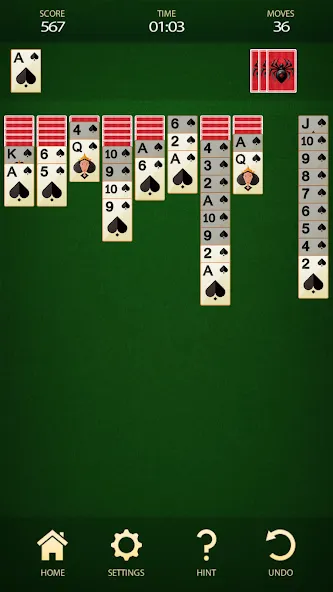 Spider Solitaire: Card Game (Спайдер Солитер) [МОД: Много монет, Открытые уровни и Мега MOD] Screenshot 3