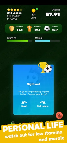 Football Career Soccer Legend [МОД: Деньги, Монеты и Меню MOD] Screenshot 3