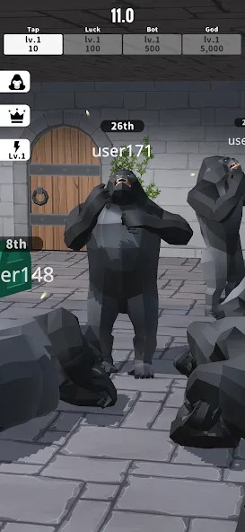 Gorilla Clicker (Горилла кликер) [МОД: Много монет, Открытые уровни и Мега MOD] Screenshot 1