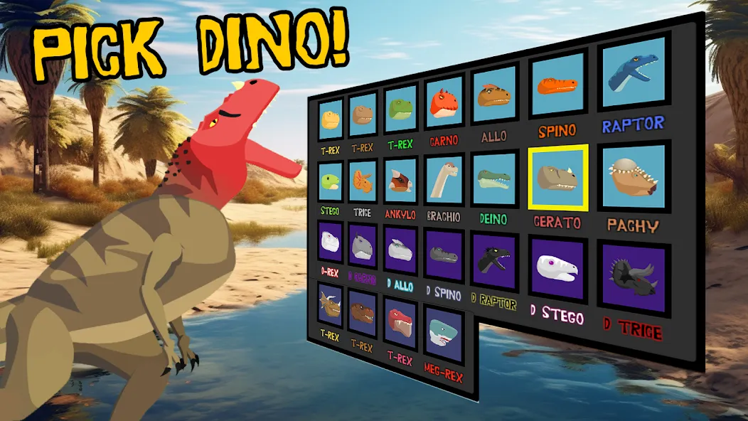 T-Rex Fights Dinosaurs [МОД: Все открыто, Дополнительные деньги и Меню MOD] Screenshot 2