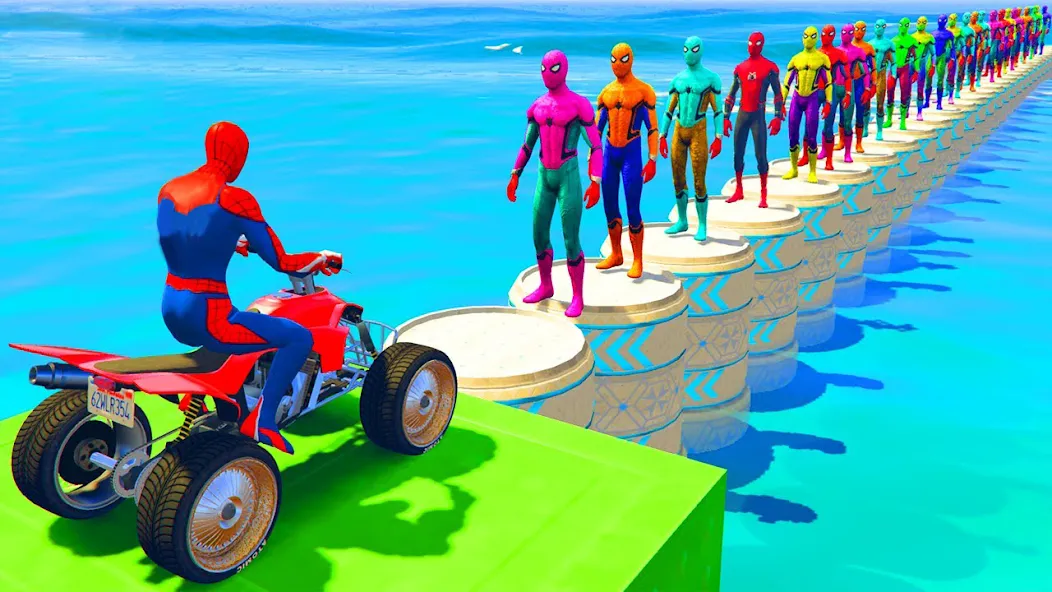 ATV Quads Bike Stunt Racing 3D (Квадроциклы Супергерои Гонки) [МОД: Меню, Бесконечные монеты и Открытые уровни] Screenshot 1