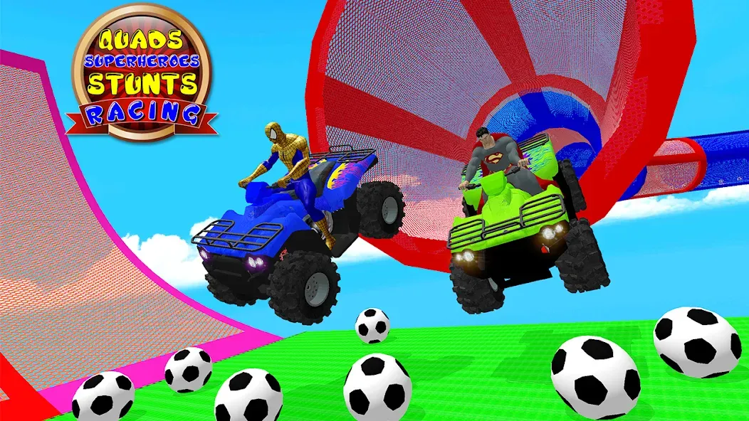 ATV Quads Bike Stunt Racing 3D (Квадроциклы Супергерои Гонки) [МОД: Меню, Бесконечные монеты и Открытые уровни] Screenshot 5