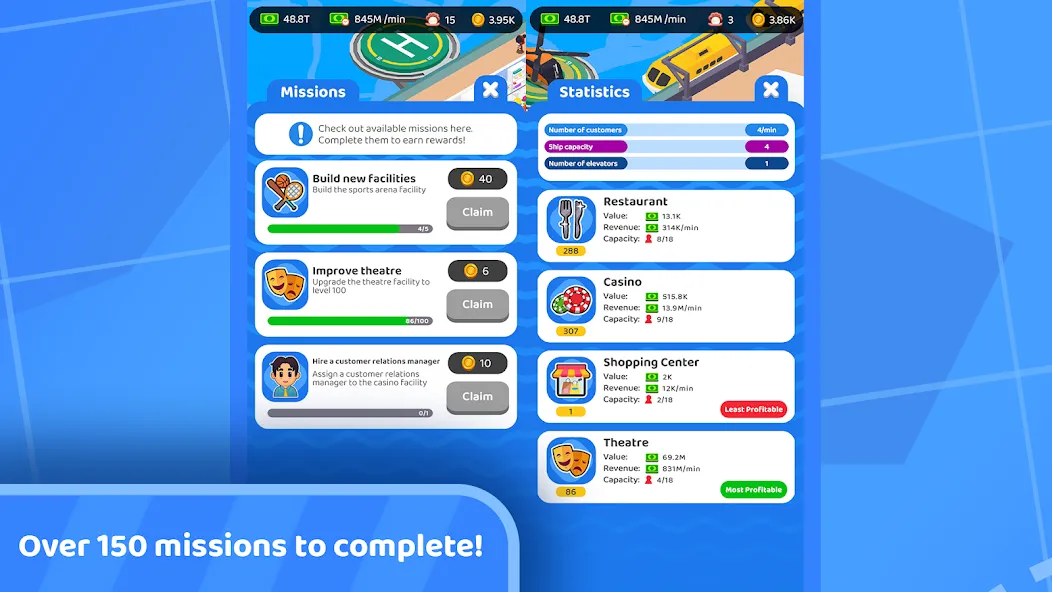 Idle Cruise Ship Simulator (Айдл Круиз Шип Симулятор) [МОД: Много денег, Монет и Все открыто] Screenshot 5
