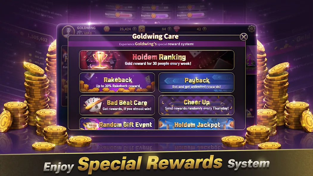 GoldWing Casino Global (Голдвинг Казино Глобал) [МОД: Меню, Бесконечные монеты и Открытые уровни] Screenshot 1