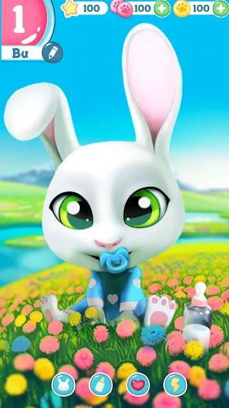 Bu Bunny - Cute pet care game [МОД: Все открыто, Дополнительные деньги и Меню MOD] Screenshot 1