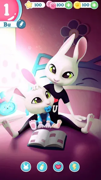 Bu Bunny - Cute pet care game [МОД: Все открыто, Дополнительные деньги и Меню MOD] Screenshot 3
