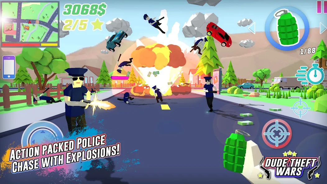 Dude Theft Wars Shooting Games (Дуд Тефт Варс) [МОД: Все открыто, Дополнительные деньги и Меню MOD] Screenshot 1