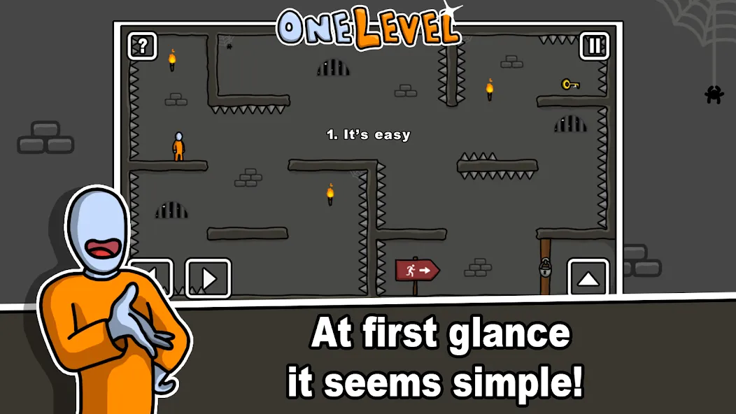 One Level: Stickman Jailbreak (Уан Левел) [МОД: Бесконечные деньги, Монеты и Мега MOD] Screenshot 1