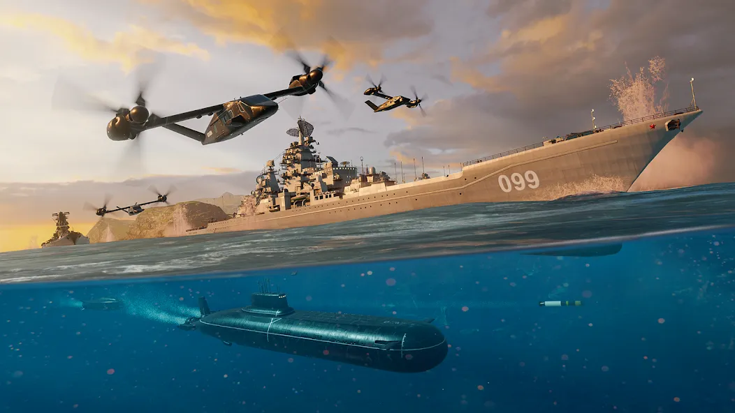 Modern Warships: Naval Battles (МОДЕРН ВАРШИПС) [МОД: Много денег, Монет и Все открыто] Screenshot 4