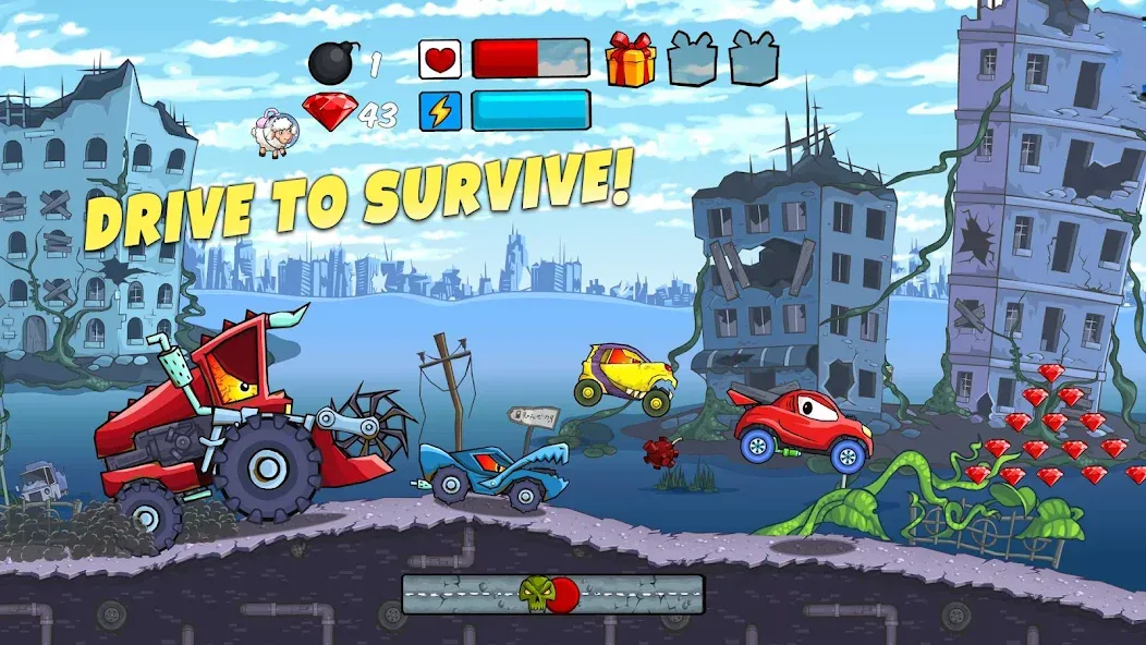 Car Eats Car - Apocalypse Race (Кар Итс Кар) [МОД: Все открыто, Дополнительные деньги и Меню MOD] Screenshot 1