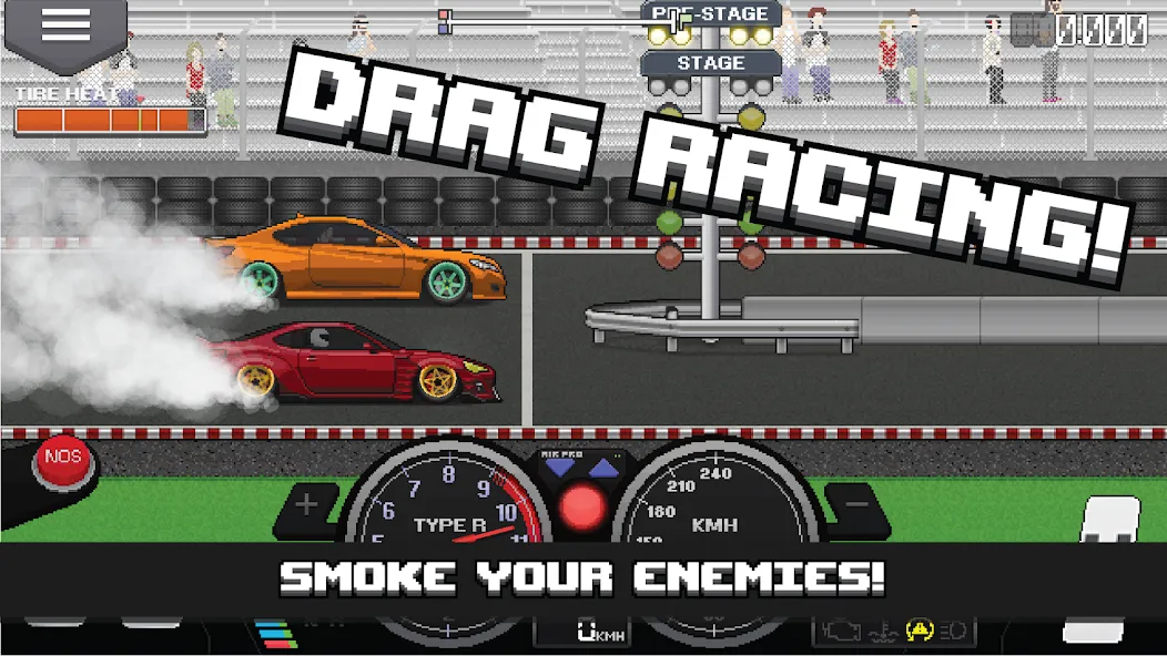 Pixel Car Racer (Пиксельный гоночный автомобиль) [МОД: Бесконечные деньги, Монеты и Мега MOD] Screenshot 1