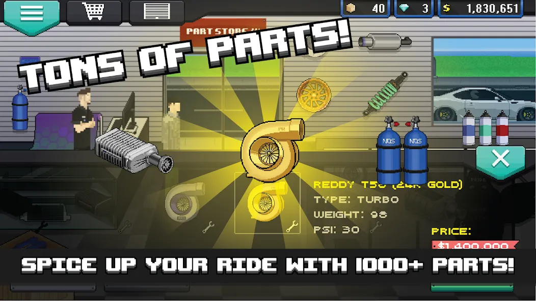 Pixel Car Racer (Пиксельный гоночный автомобиль) [МОД: Бесконечные деньги, Монеты и Мега MOD] Screenshot 2