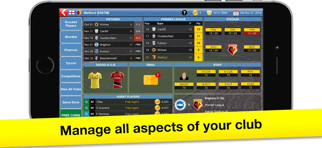 Soccer Tycoon: Football Game [МОД: Бесконечные деньги, Монеты и Мега MOD] Screenshot 1