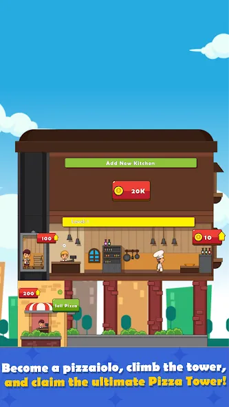 Pizza Tower: Idle Tycoon (Пицца Тауэр) [МОД: Все открыто, Дополнительные деньги и Меню MOD] Screenshot 1