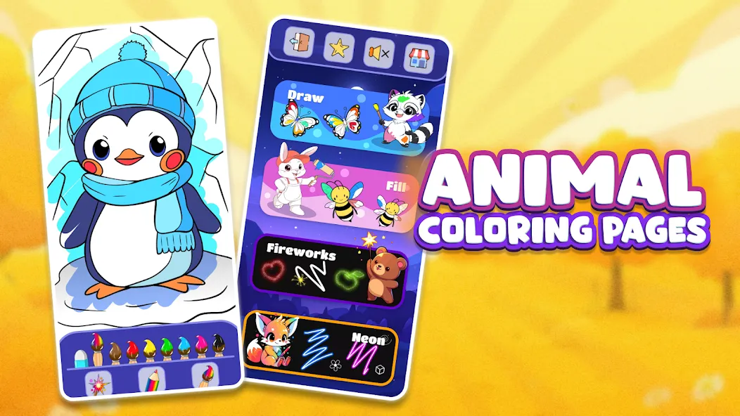 Animal coloring pages [МОД: Деньги, Монеты и Меню MOD] Screenshot 1