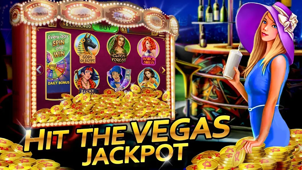 Vegas Casino - Slot Machines (Вегас Казино) [МОД: Много монет, Открытые уровни и Мега MOD] Screenshot 1