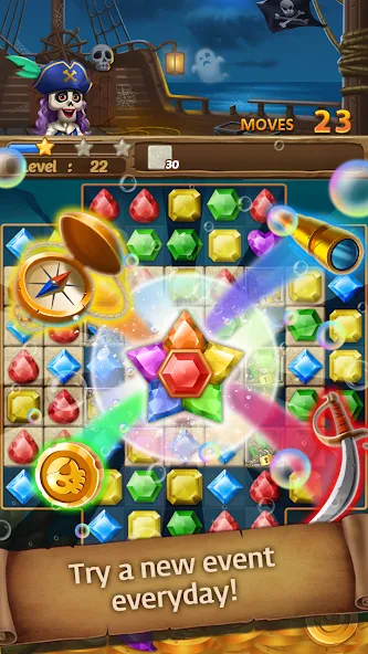 Jewels Ghost Ship: jewel games (Джуэлз Гост Шип) [МОД: Много денег, Монет и Все открыто] Screenshot 2