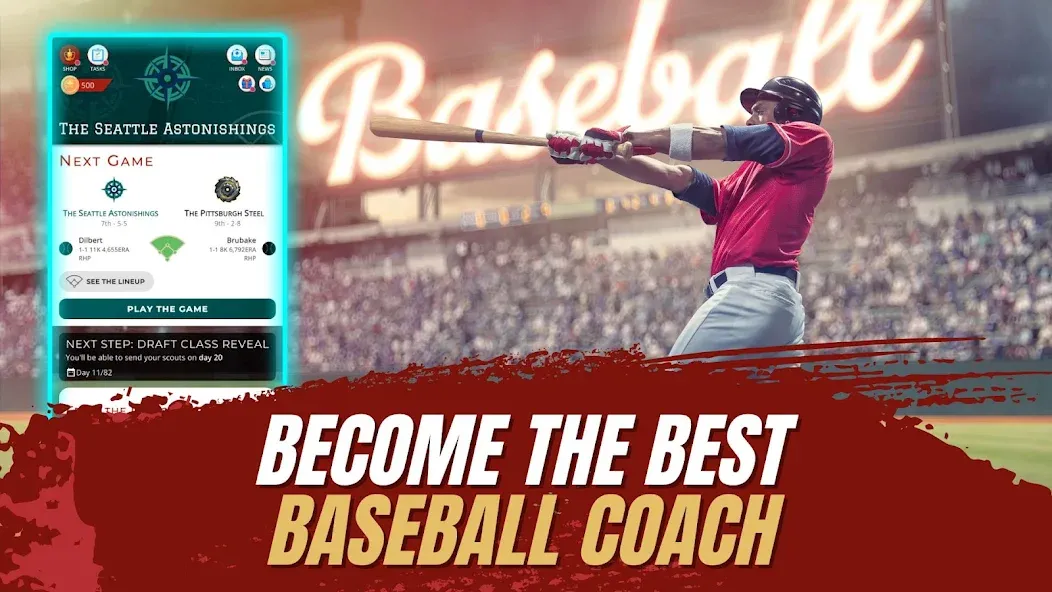 Astonishing Baseball Manager (Астонишинг Бейсбол Менеджер) [МОД: Много денег, Монет и Все открыто] Screenshot 1