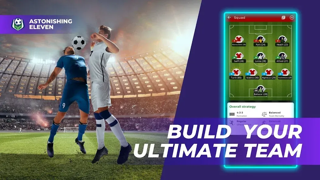 Astonishing Eleven Football (Астонишинг Илевен Футбол) [МОД: Меню, Бесконечные монеты и Открытые уровни] Screenshot 2