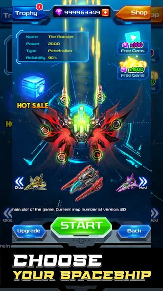 Galaxy Attack: Space Shooter (Гэлэкси Аттак) [МОД: Меню, Бесконечные монеты и Открытые уровни] Screenshot 2