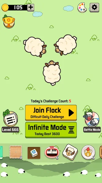 Sheep N Sheep: Daily Challenge (Шип эн Шип) [МОД: Меню, Бесконечные монеты и Открытые уровни] Screenshot 1