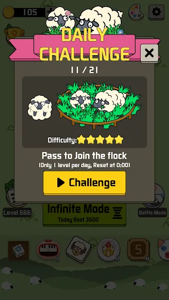Sheep N Sheep: Daily Challenge (Шип эн Шип) [МОД: Меню, Бесконечные монеты и Открытые уровни] Screenshot 2